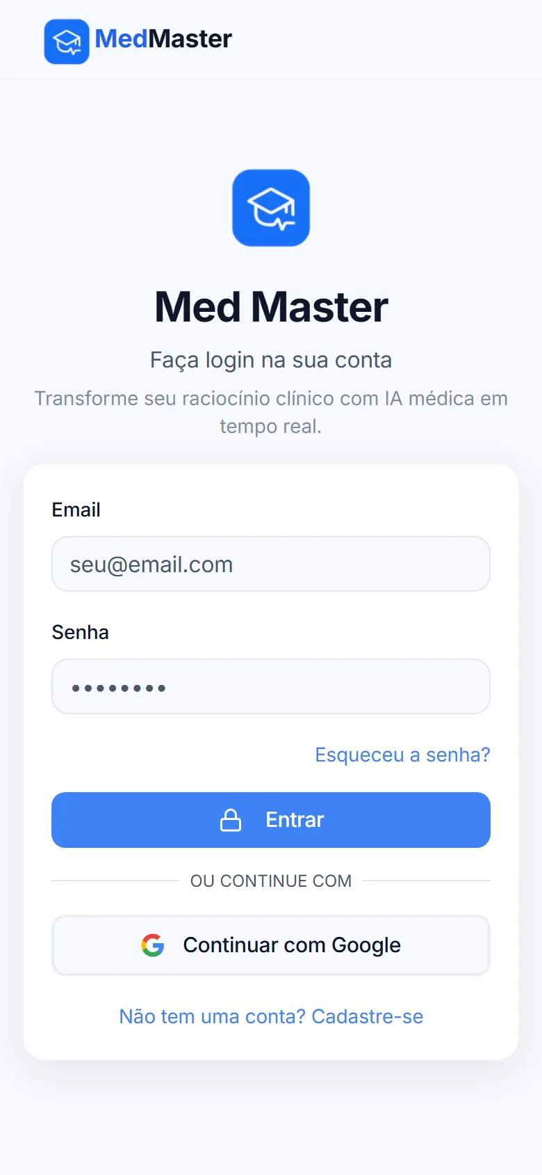Tela do MedMaster no celular